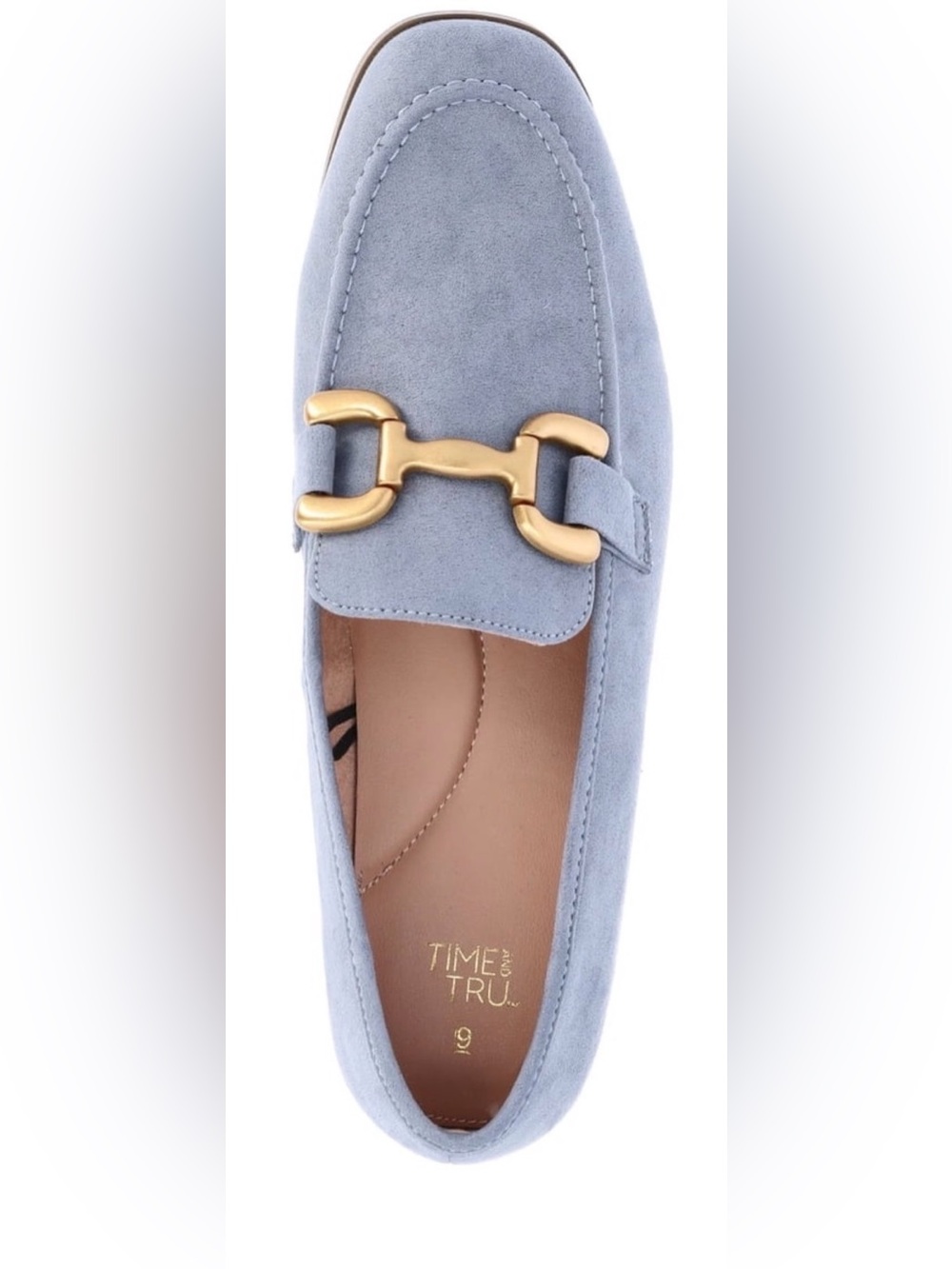 Women’s Suede like Slip-On Loafers in Light Blue with Gold Bit
